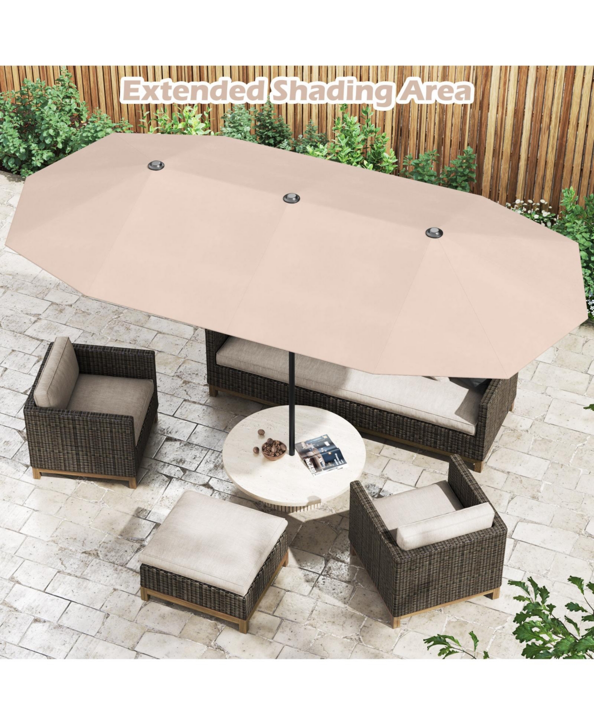 Gymax 13 Ft Double-sided Patio Umbrella Outdoor Large Twin Size Umbrella