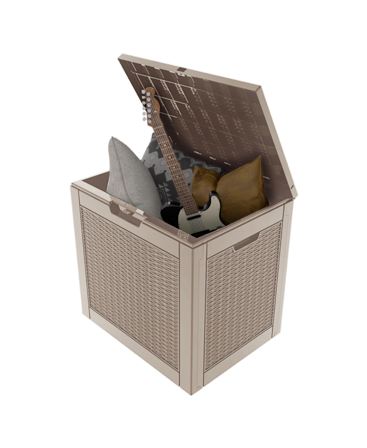 31 Gal Rattan Deck Boxes for Outdoor Storage with Side Handles - Coffee
