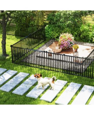 2 Piece Vinyl Picket Fence Set for Garden and Yard Decoration