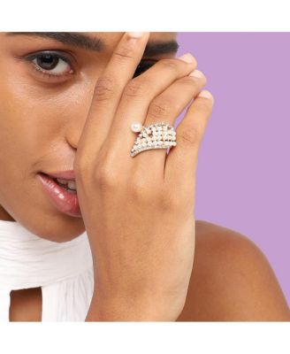 Women's White  Pearl Cluster Cocktail Ring