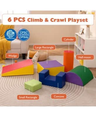 Kids 6 Pieces Foam Climbing Blocks Indoor Climb and Crawl Activity Playset with Rectangles
