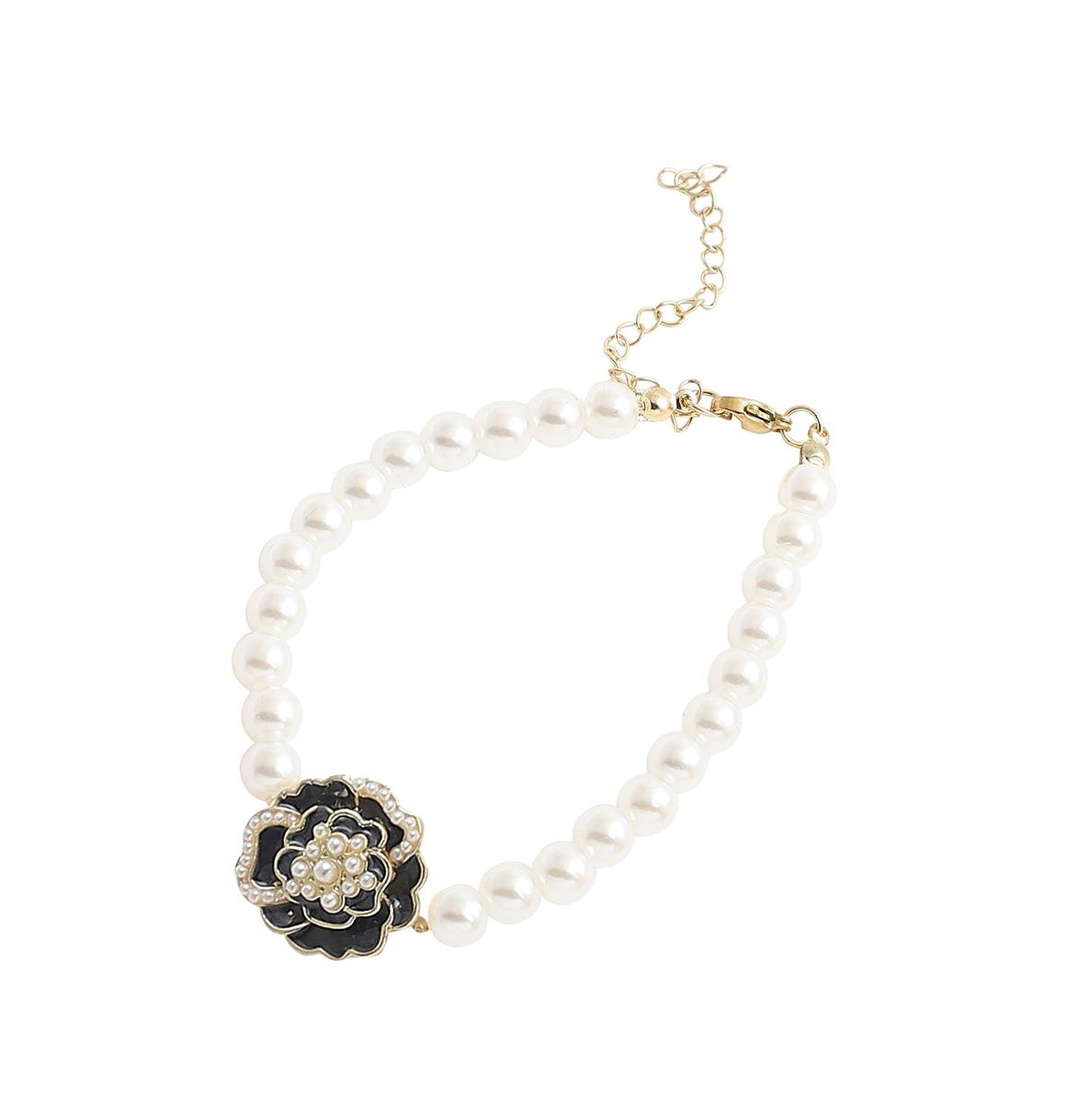 Women's Silver Rose Strand Bracelet - White