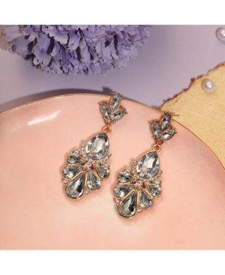 Women's Silver  Teardrop Stack Drop Earrings