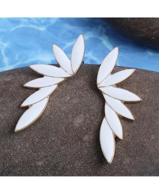 Women's White  Wing Drop Earrings