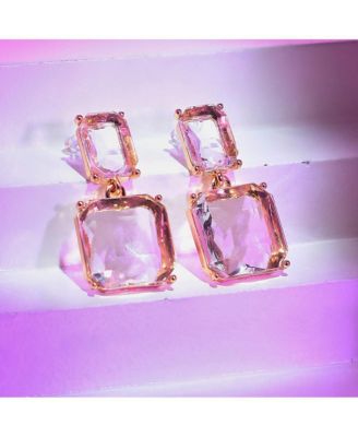 Women's White  Geometric Drop Earrings