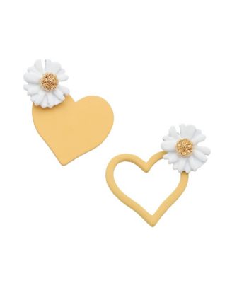 Womens Green Flora Heart Drop Earrings