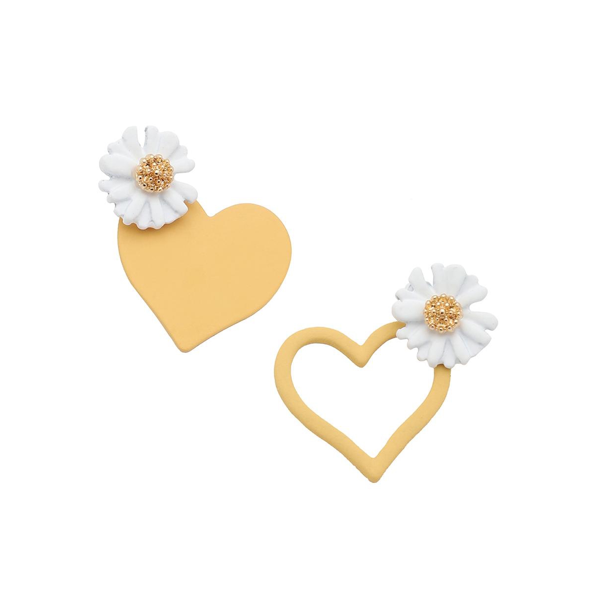Women's Green Flora Heart Drop Earrings - Yellow