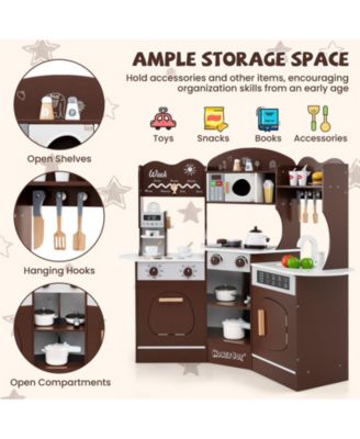 Corner Play Kitchen with Coffee Machine and Slide for Kids