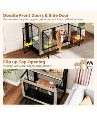 Industrial Dog Kennel Dog Crate Furniture with Storage Shelves