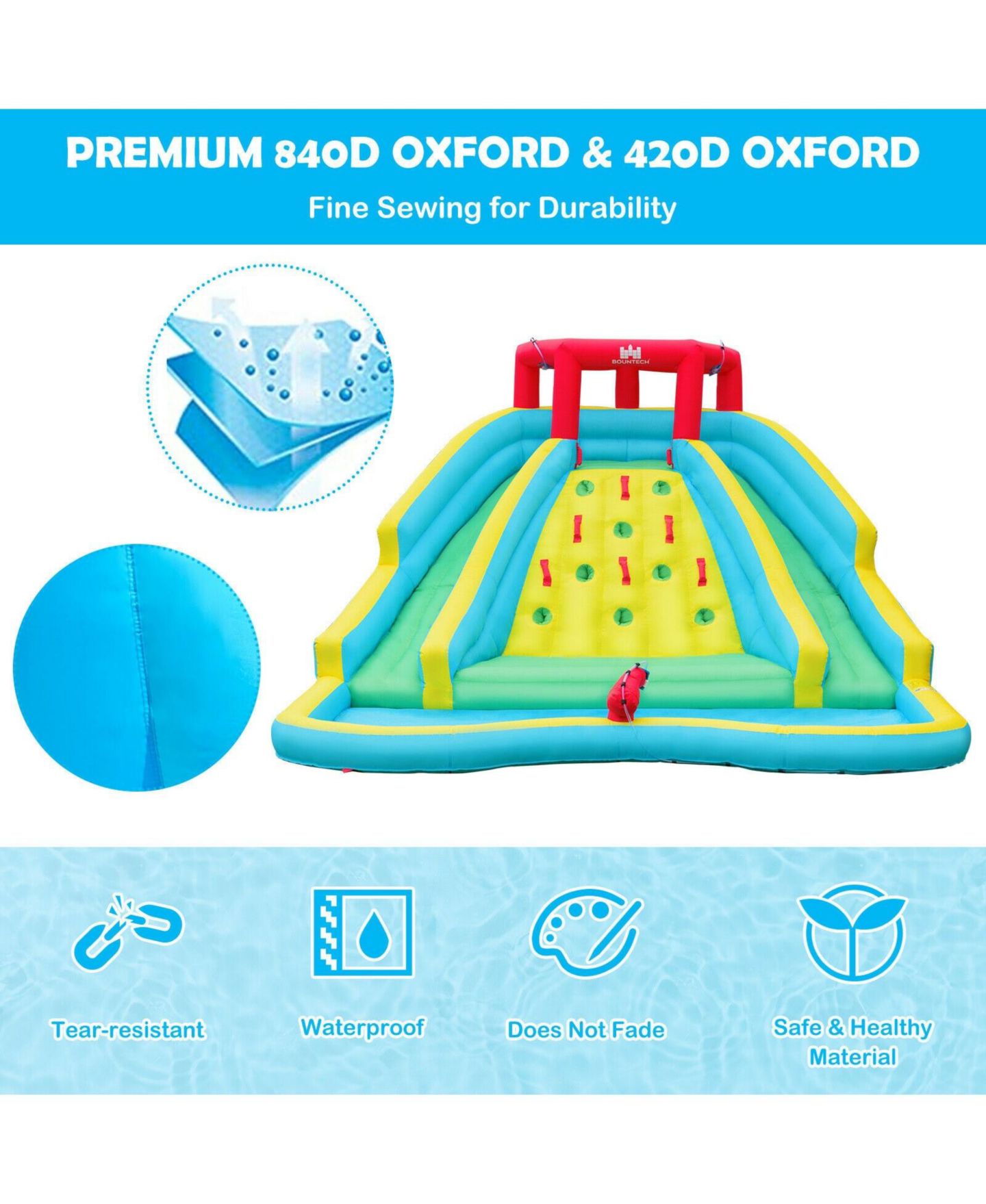 Детская игрушка Mecale Double-Side Inflatable Water Slide Park with Climbing Wall, Ages 3-8, цвет: Синий — фото 5