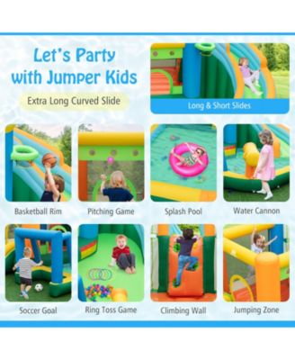 Inflatable Water Slide with Dual Slides and Splash Pool Bounce House with 680W Blower