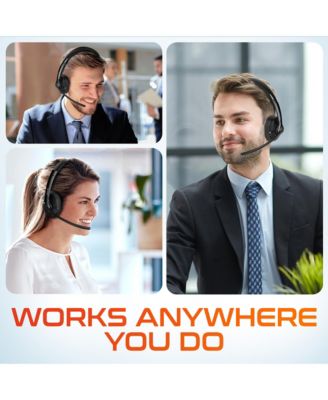 60X Wireless Headset with Noise Cancelling Microphone for Work, Bluetooth Headset for Calls with USB Dongle, Specially Designed for MS Team, Meet, Slack, Office Headset for Work