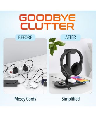 M101 Wireless Computer Headset with Wireless Charger & Desktop Holder