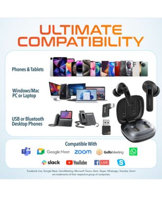 T50 Wireless Earbuds with 4 ENC Microphones, Noise Cancelling Earbuds Wireless, Compatible with Windows/Mac/PC/Laptops/Phones, Black