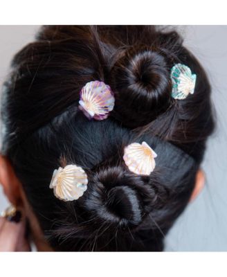 Mini Seashell Clip Set - Cream + Ocean Blue