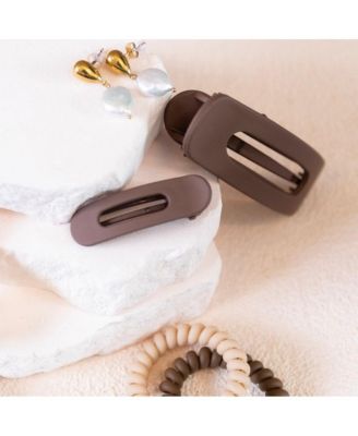 Mixed Size Flat Lay Clip Set - Brown