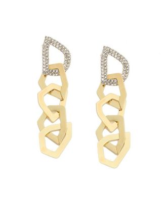 Womens Gold Link Drop Earrings
