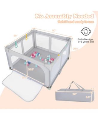 Kids Large Playpen Foldable Fence Play Yard with Zipper Gate