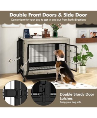 Industrial Dog Kennel with Flip-up Top 3 Lockable Doors and Removable Tray