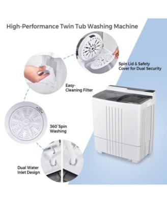 Twin Tub Portable Washing Machine with Timer Control and Drain Pump for Apartment