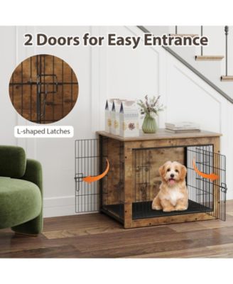 Dog Crate Furniture with Cushion and Double Doors for Small/Medium Dogs