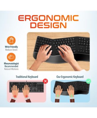 KB200 Ergonomic Wireless Keyboard & S12 Vertical Mouse , 1080p USB Webcam with Adjustable Mounting Clip, Bluetooth Headset with USB Dongle, Compatible with Laptop/PC/Tablets/Smartphone - Black