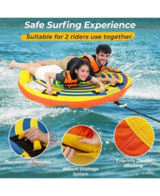 1 or 2 Person Inflatable Towable Tube for Boating with Quick Connector