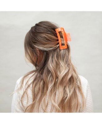 Large Rectangle Claw Clip - Orange