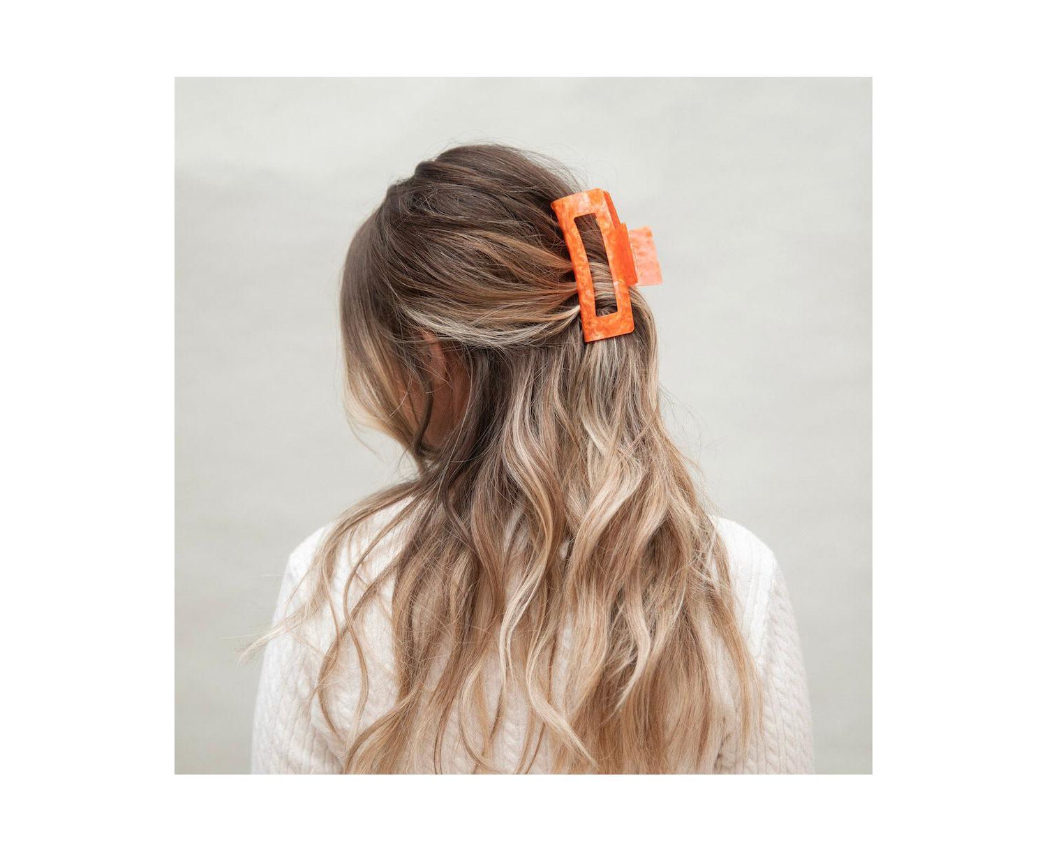 Large Rectangle Claw Clip - Orange