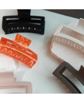 Large Rectangle Claw Clip - Orange