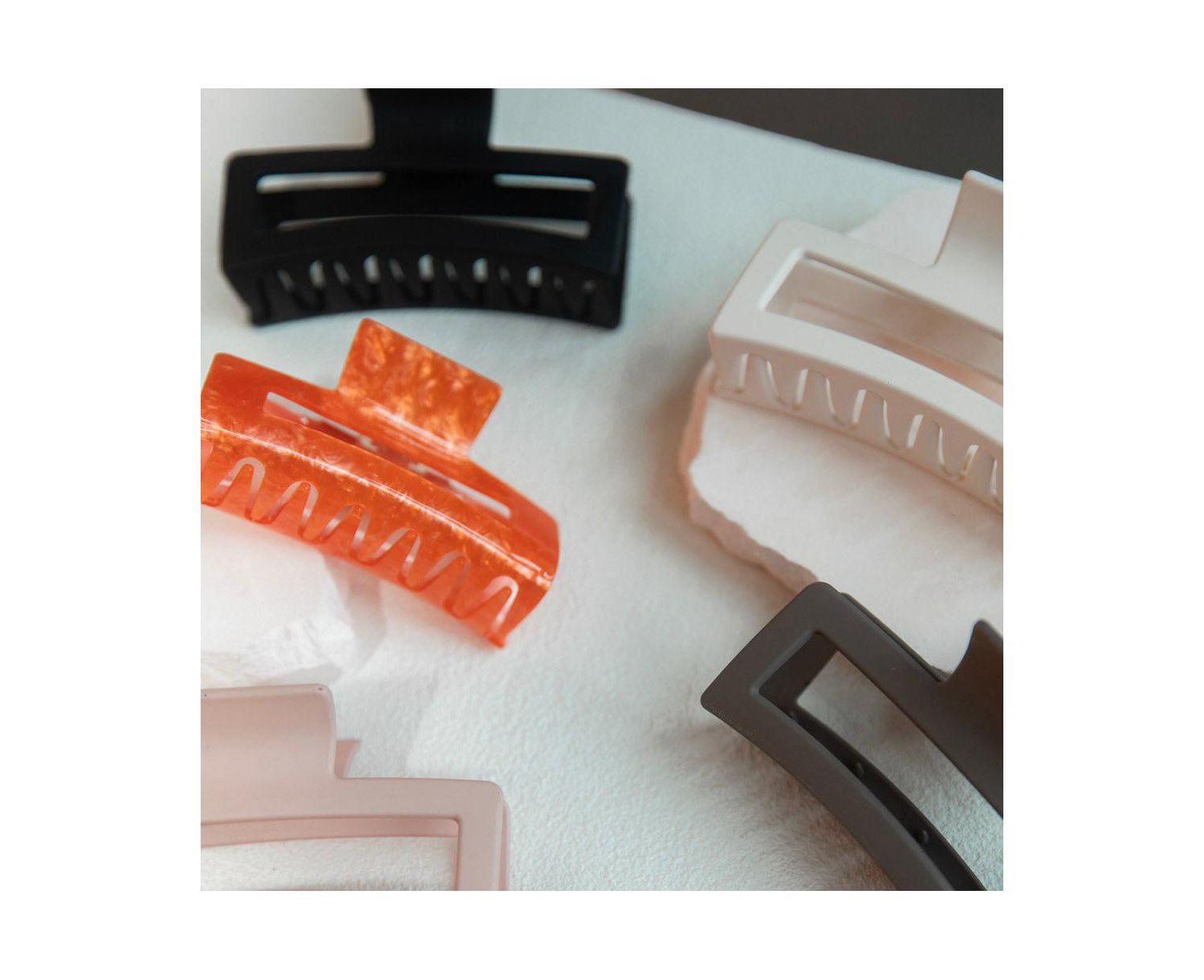 Large Rectangle Claw Clip - Orange