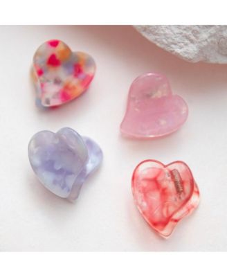  Mini Heart Clip Set - Red + Pink