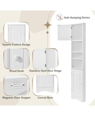 CASAINC 66.9"H Tall P2-Grade MDF 2 Doors, Adjustable Shelves, Multi-Functional Storage Corner Cabinet