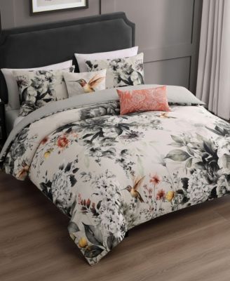 Vintage Bloom Bedding 100% Cotton Sateen 5 Piece King Size Reversible Comforter Set