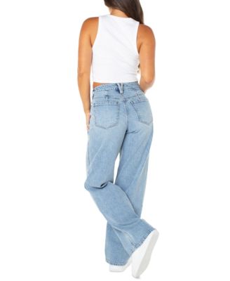 Juniors' High Rise Baggy Wide-Leg Curvy Jeans