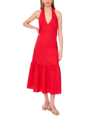 Women's Cotton Tie-Back Halter Maxi Dress