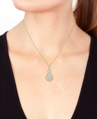 EFFY&reg; Diamond Mixed Cut Teardrop Halo 18" Pendant Necklace (1 ct. t.w.) in 14k White Gold (Also in yellow gold)