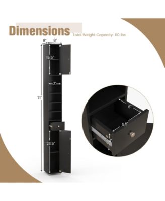 Freestanding Slim Bathroom Cabinet with Drawer and Adjustable Shelves