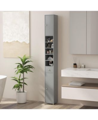 Freestanding Slim Bathroom Cabinet with Drawer and Adjustable Shelves