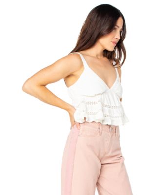 Juniors' Layla V-Neck Peplum Tank Top