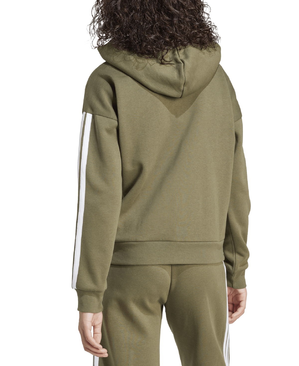 Adidas Originals Women's Essentials 3-stripes Full-zip Fleece Hoodie In Green