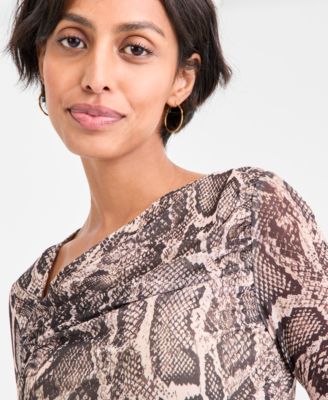 Women's Bernardette Asymmetrical-Neck Long-Sleeve Top