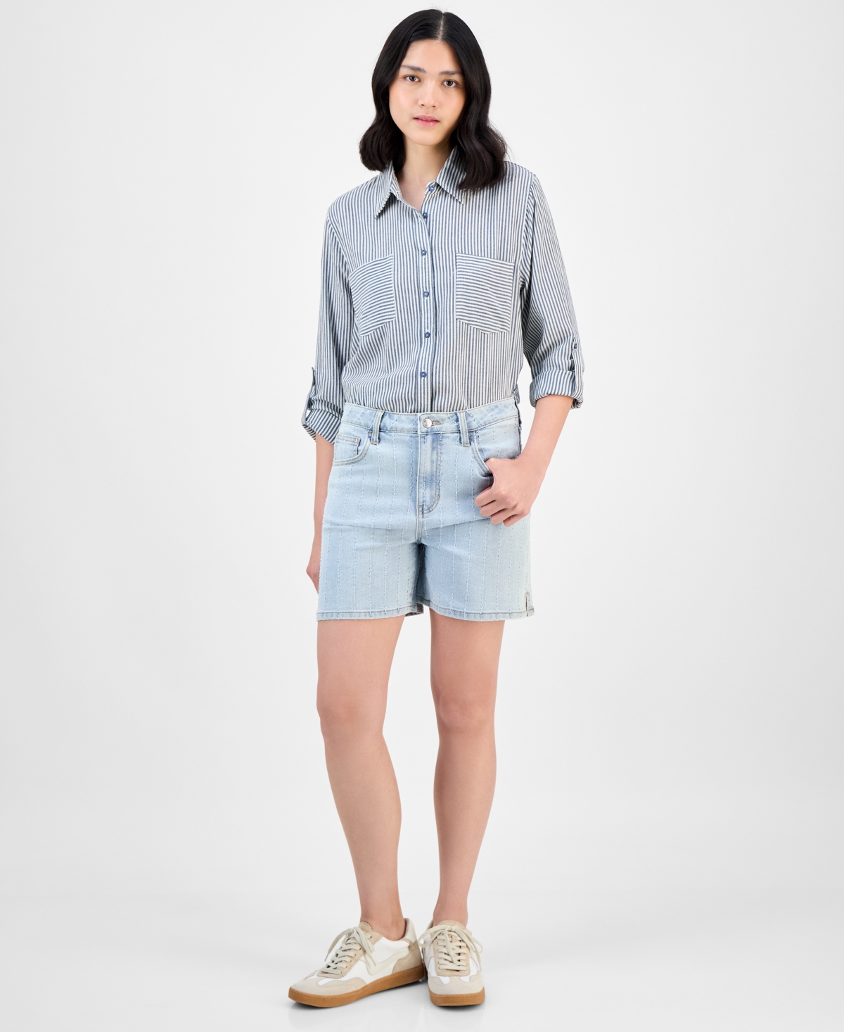 Women's High-Rise Bermuda Shorts, Macy's Exclusive - Striation