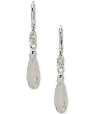 Anne Klein - Silver-Tone Briolette Cubic Zirconia Drop Earrings