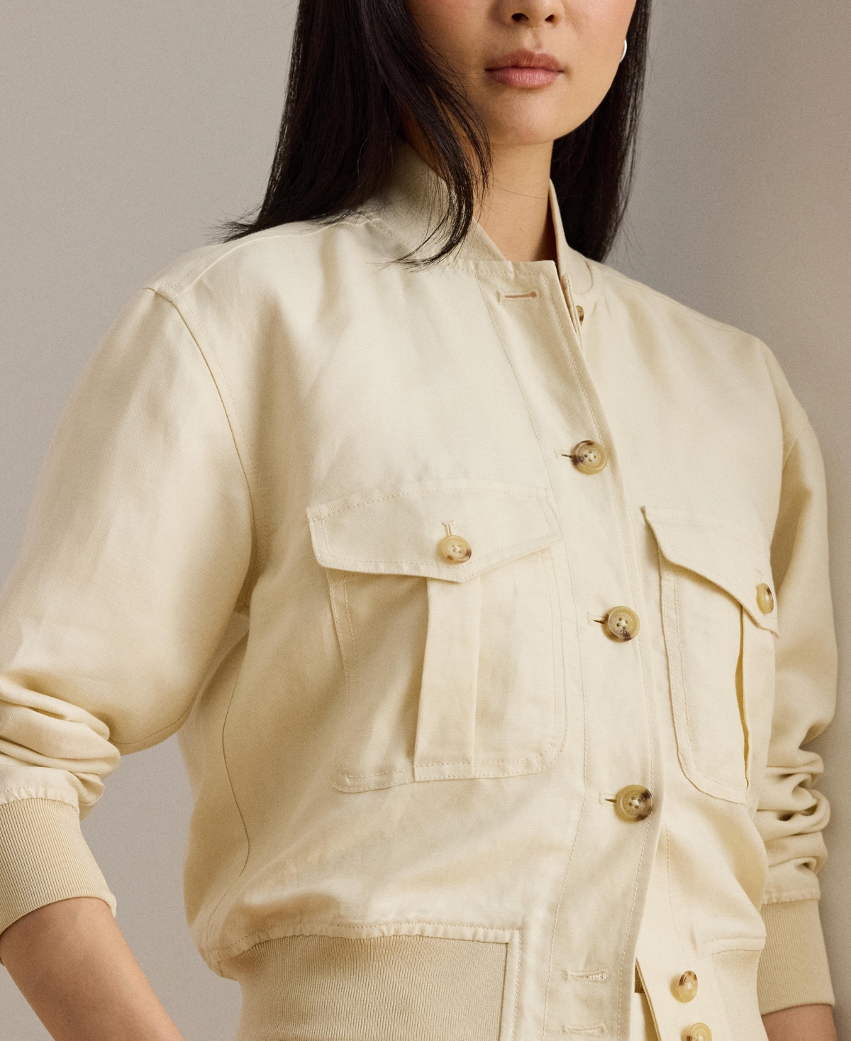 Ralph Lauren Women's Linen-blend Bomber Jacket In Brown