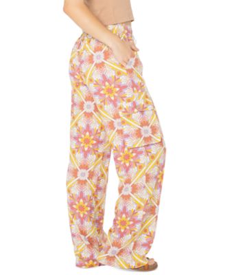 Juniors' Precious Cargo Printed Wide-Leg Pants