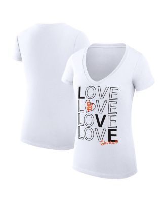 G-III 4Her by Carl Banks - Women's White San Francisco Giants Love Graphic Team V-Neck Fitted T-Shirt
