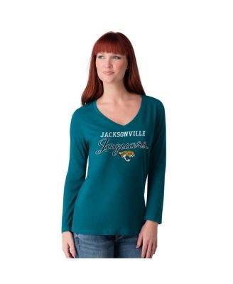G-III 4Her by Carl Banks - Women's Teal Jacksonville Jaguars Post Season Long Sleeve V-Neck T-Shirt