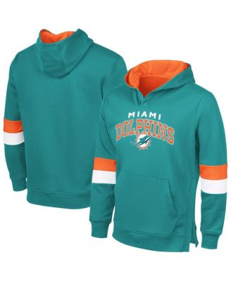 G-III Sports by Carl Banks - Men's Aqua/Orange Miami Dolphins Adaptive Faceoff Pullover Hoodie