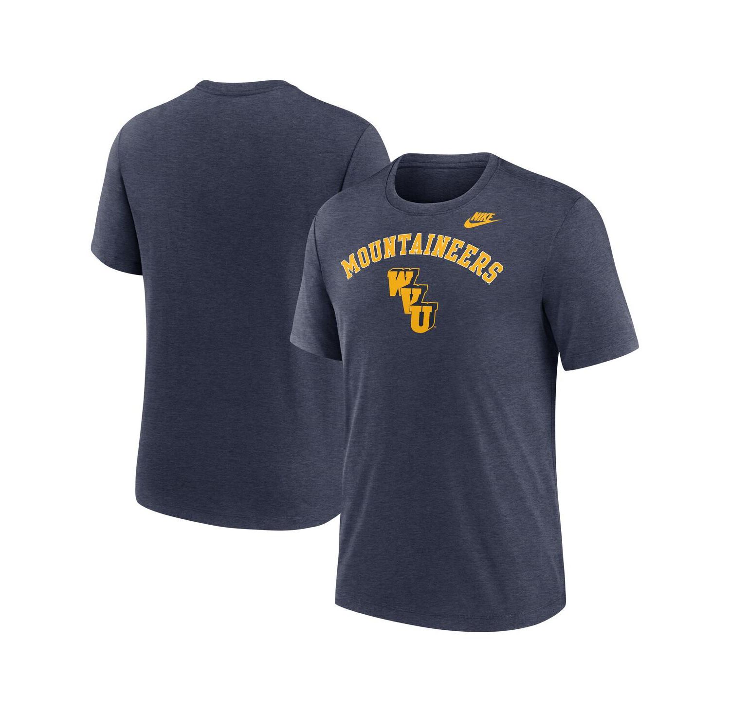 Men's Heather Navy West Virginia Mountaineers Legacy Arch Tri-Blend T-Shirt
